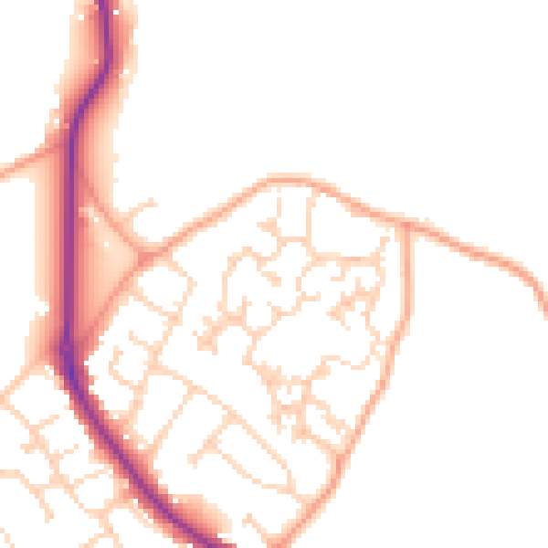 Daytime road noise heatmap for GU24 9SF