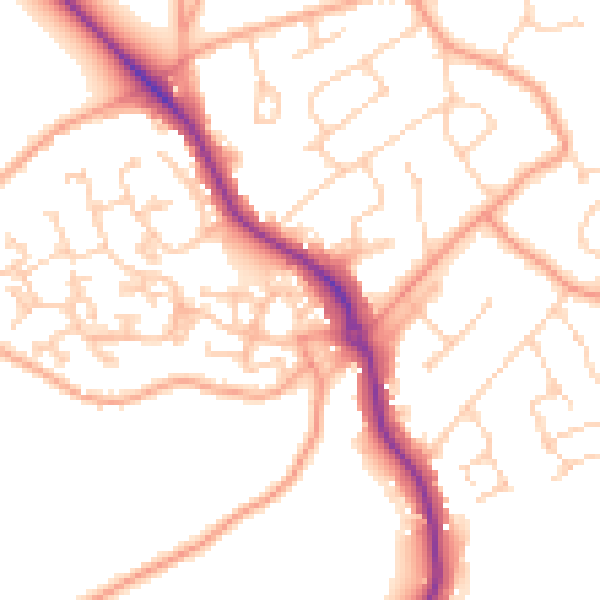 Daytime road noise heatmap for GU24 9XG