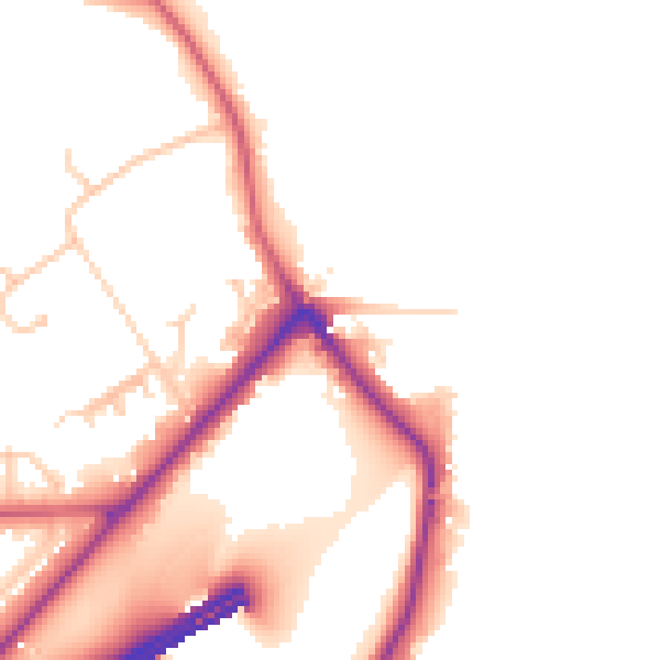 Daytime road noise heatmap for GU26 6AA