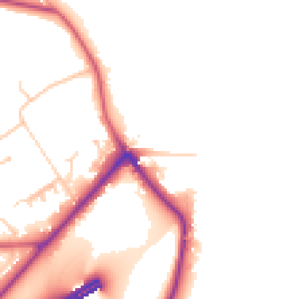 Daytime road noise heatmap for GU26 6AB