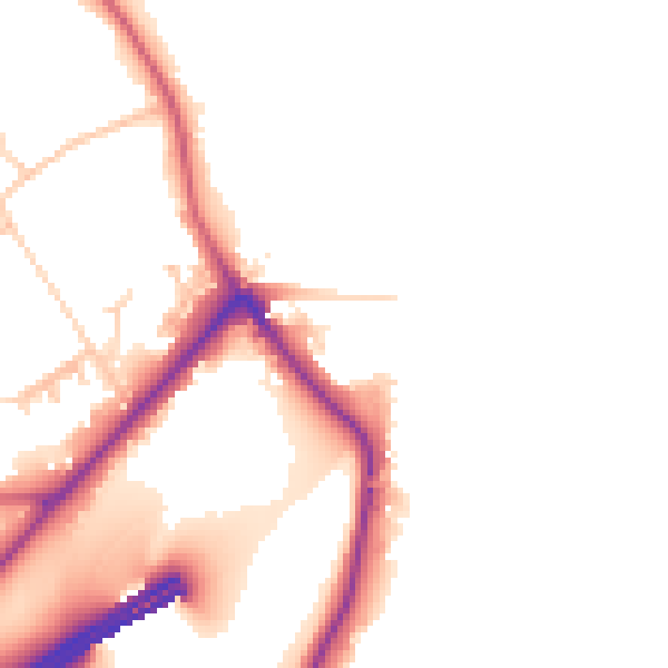 Daytime road noise heatmap for GU26 6AN