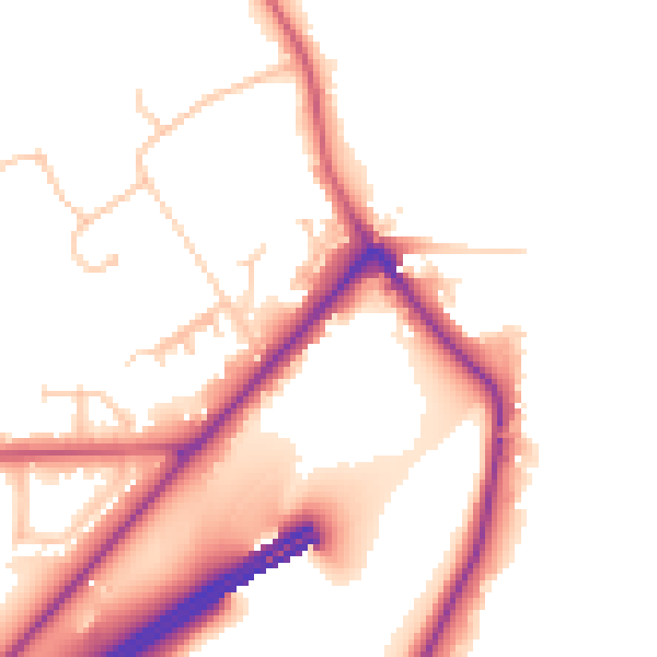 Daytime road noise heatmap for GU26 6AQ