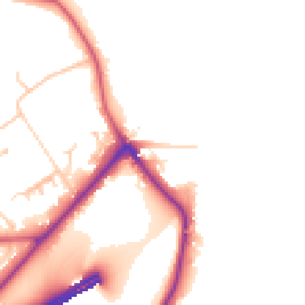 Daytime road noise heatmap for GU26 6AS