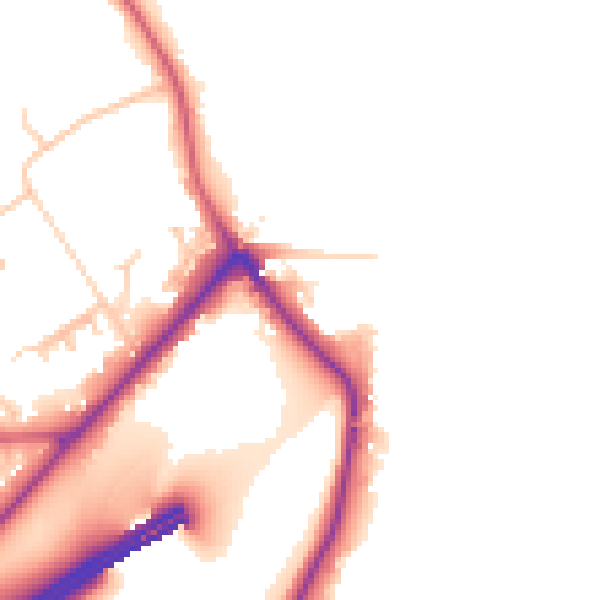 Daytime road noise heatmap for GU26 6AW