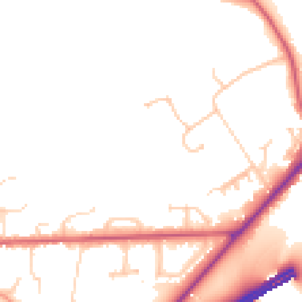 Daytime road noise heatmap for GU26 6BG
