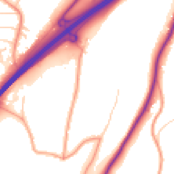 Daytime road noise heatmap for GU26 6BJ