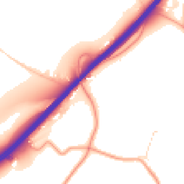 Daytime road noise heatmap for GU26 6BT