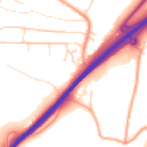 Daytime road noise heatmap for GU26 6BY