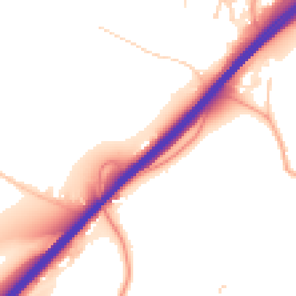 Daytime road noise heatmap for GU26 6BZ