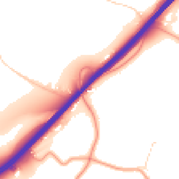 Daytime road noise heatmap for GU26 6DB