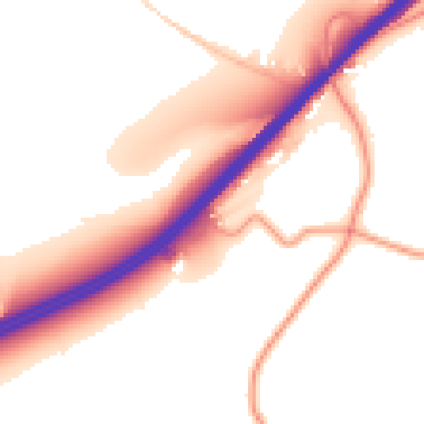 Daytime road noise heatmap for GU26 6DE