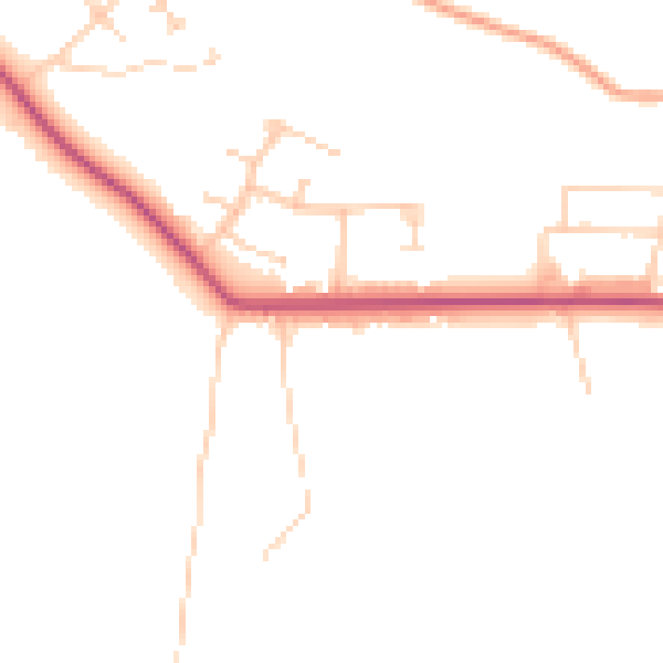 Daytime road noise heatmap for GU26 6DP