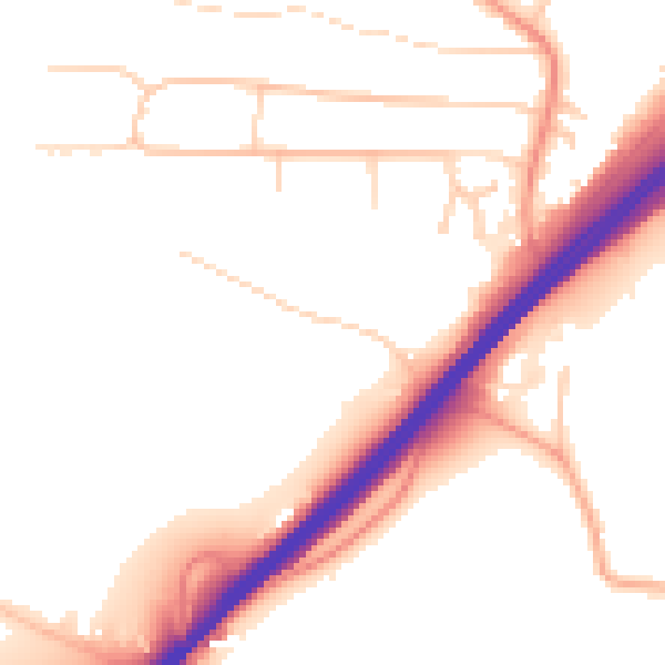 Daytime road noise heatmap for GU26 6DQ