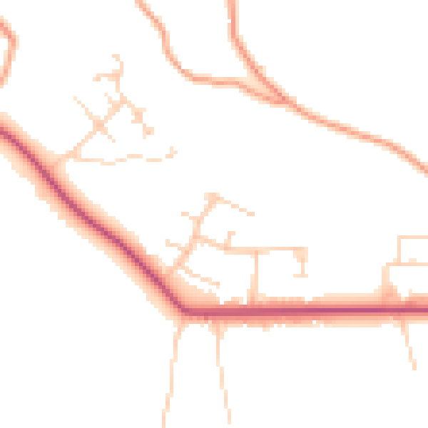 Daytime road noise heatmap for GU26 6DX