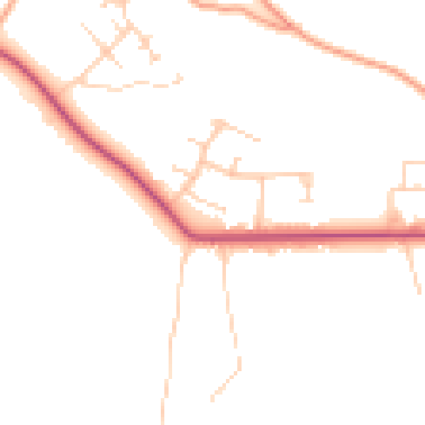 Daytime road noise heatmap for GU26 6EA