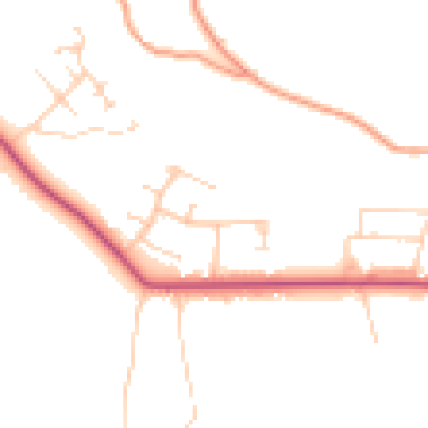 Daytime road noise heatmap for GU26 6EB