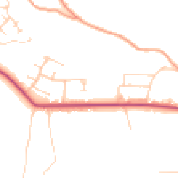 Daytime road noise heatmap for GU26 6ED