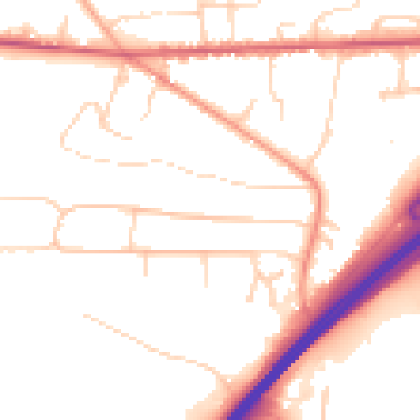 Daytime road noise heatmap for GU26 6EX