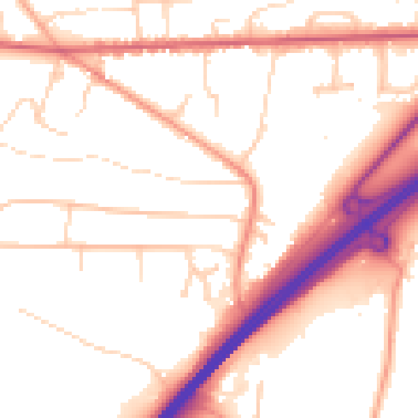 Daytime road noise heatmap for GU26 6EY