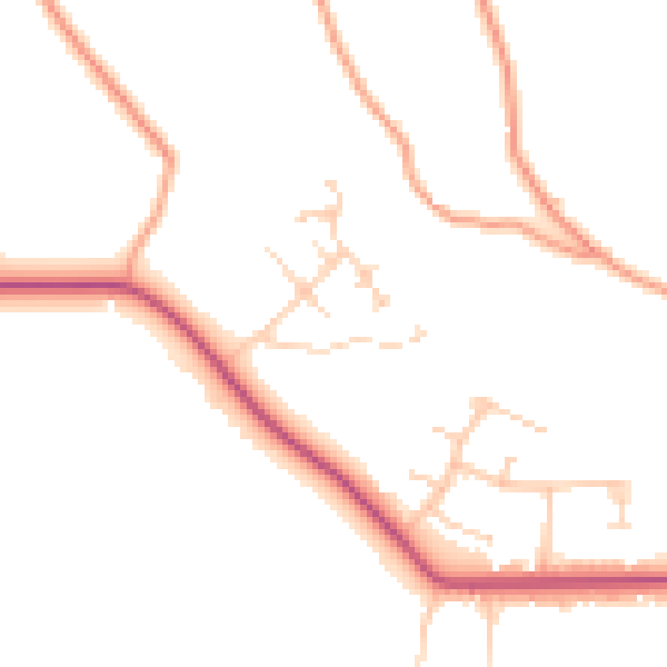 Daytime road noise heatmap for GU26 6FY