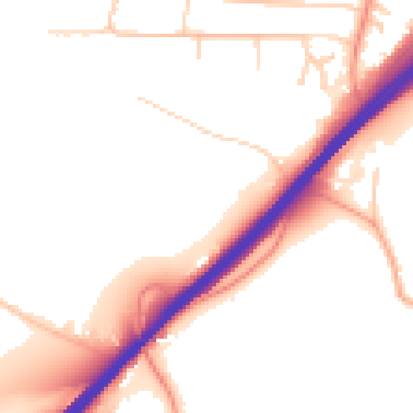 Daytime road noise heatmap for GU26 6GD