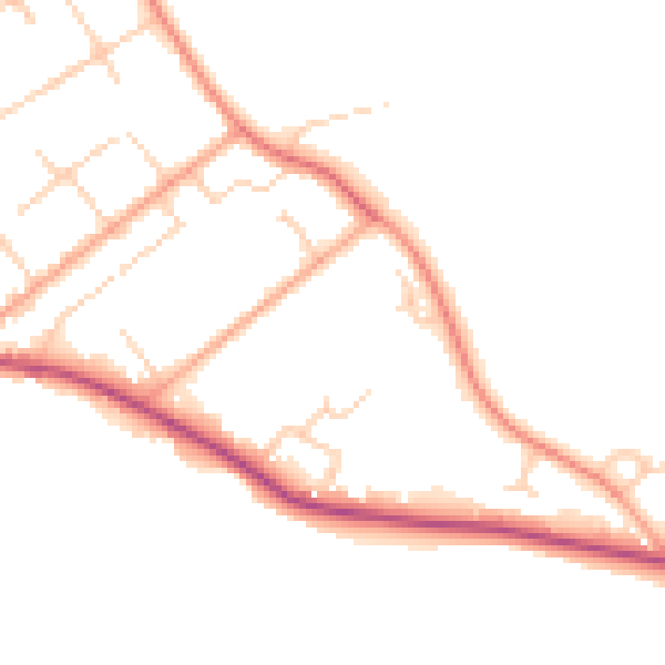Daytime road noise heatmap for GU26 6GE