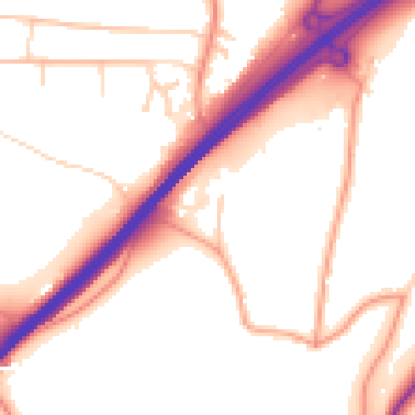 Daytime road noise heatmap for GU26 6GG