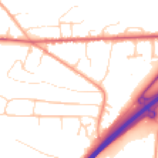 Daytime road noise heatmap for GU26 6HD