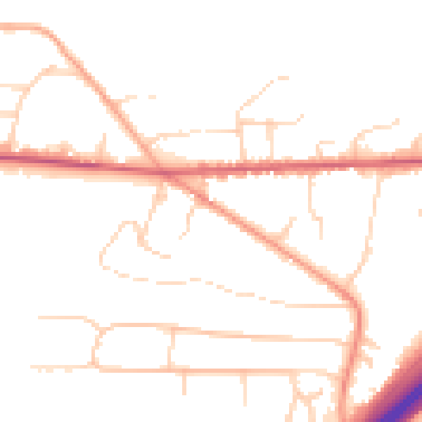 Daytime road noise heatmap for GU26 6HG