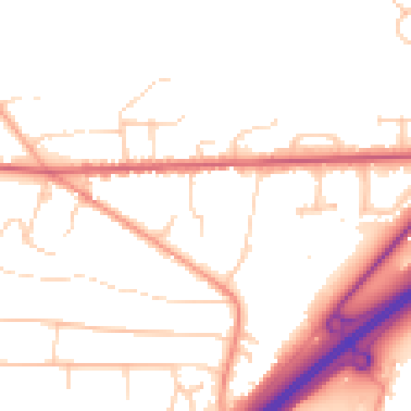 Daytime road noise heatmap for GU26 6JS
