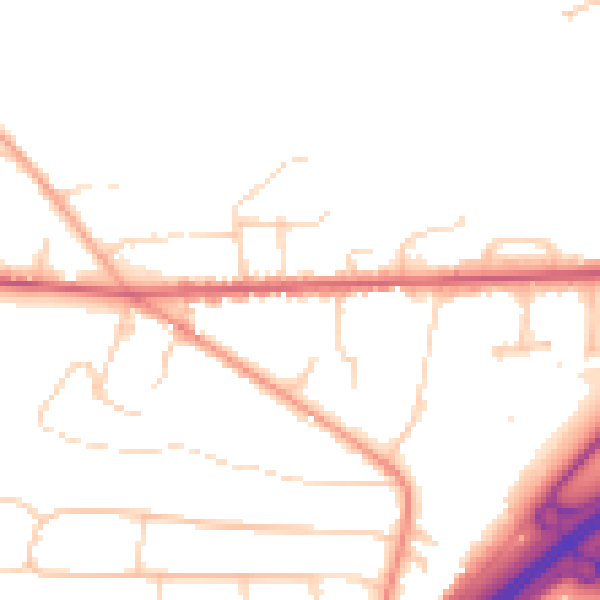 Daytime road noise heatmap for GU26 6LB