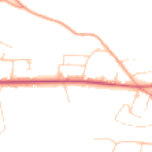 Daytime road noise heatmap for GU26 6LP