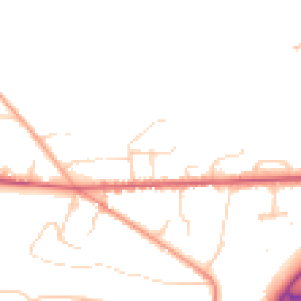 Daytime road noise heatmap for GU26 6NB