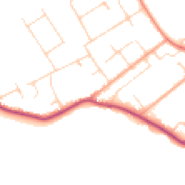 Daytime road noise heatmap for GU26 6NR