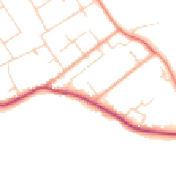 Daytime road noise heatmap for GU26 6PU