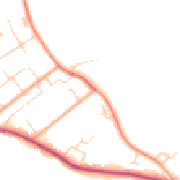 Daytime road noise heatmap for GU26 6PZ