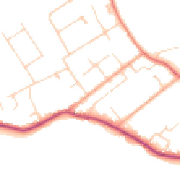 Daytime road noise heatmap for GU26 6QL