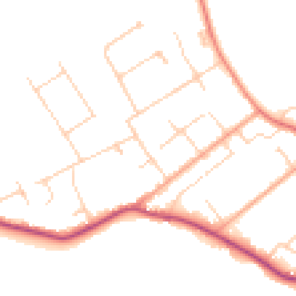 Daytime road noise heatmap for GU26 6QN