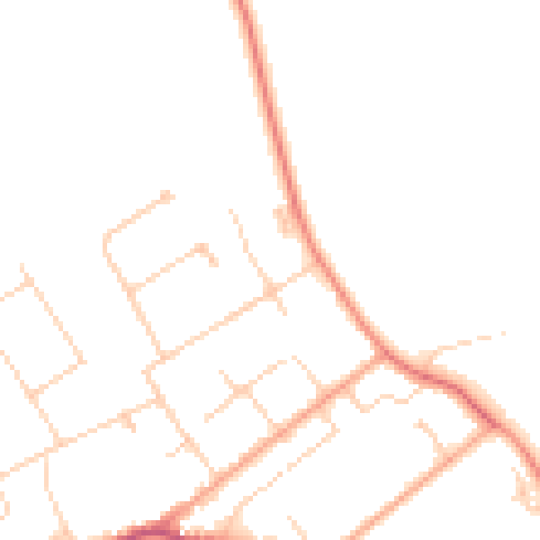 Daytime road noise heatmap for GU26 6RS