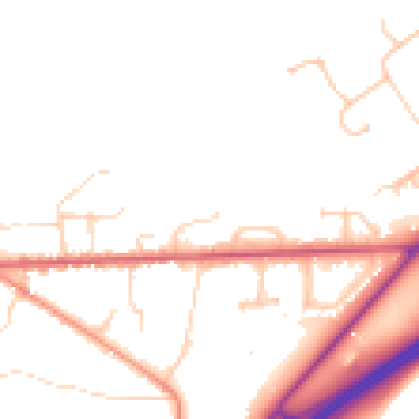 Daytime road noise heatmap for GU26 6TR