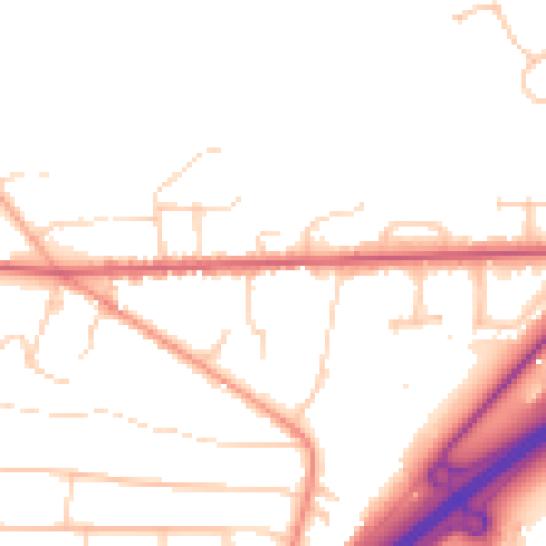 Daytime road noise heatmap for GU26 6TZ