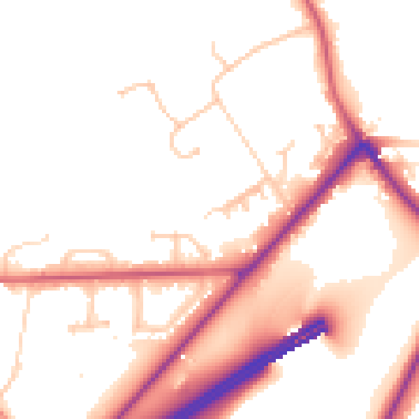 Daytime road noise heatmap for GU26 6UD