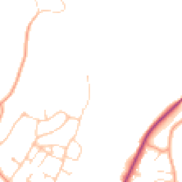 Daytime road noise heatmap for GU27 1AA