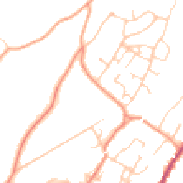 Daytime road noise heatmap for GU27 1BD