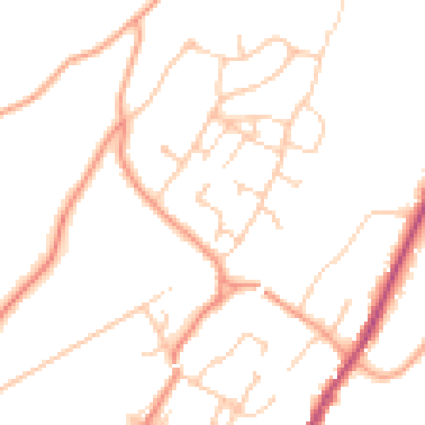 Daytime road noise heatmap for GU27 1BE