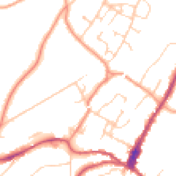 Daytime road noise heatmap for GU27 1BH