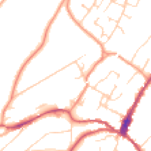 Daytime road noise heatmap for GU27 1BJ