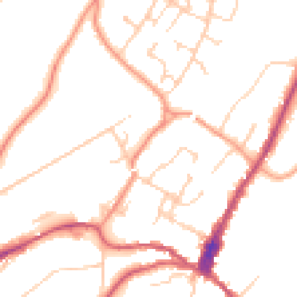 Daytime road noise heatmap for GU27 1BL
