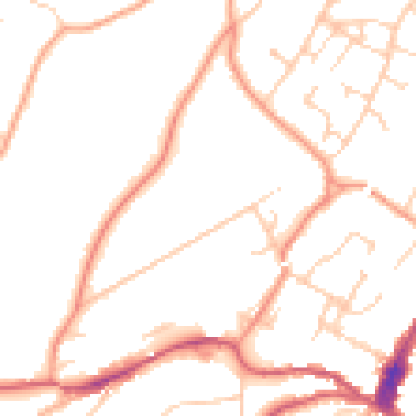 Daytime road noise heatmap for GU27 1BP