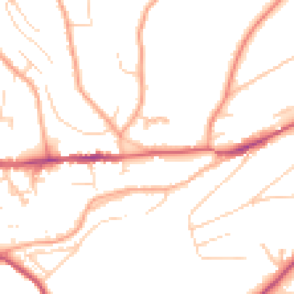 Daytime road noise heatmap for GU27 1BQ